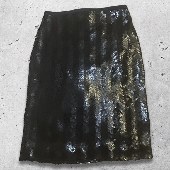 J.Crew Herringbone Pencil Skirt Fitted Shimmering Sequins Design Black Women's 2 - Picture 1 of 9